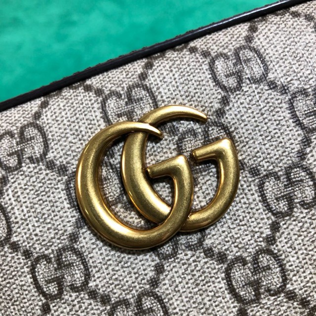 Gucci女包 448065 古馳Marmont迷你小號相機包 Gucci棕pvc皮單肩斜挎包  gqy1826